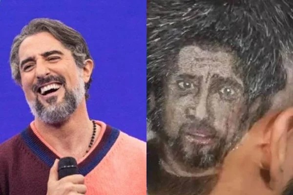 Marcos Mion ficou impressionado com ao assistir ao vídeo de um telespectador que cortou o cabelo do amigo no formato de seu rosto.