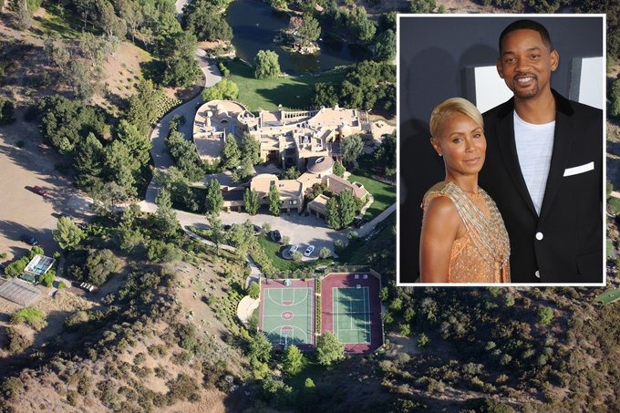 A mansão de Will Smith e Jada Pinkett Smith em Calabasas, na Califórnia (EUA), foi vista em chamas por paparazzi locais na segunda-feira (20)