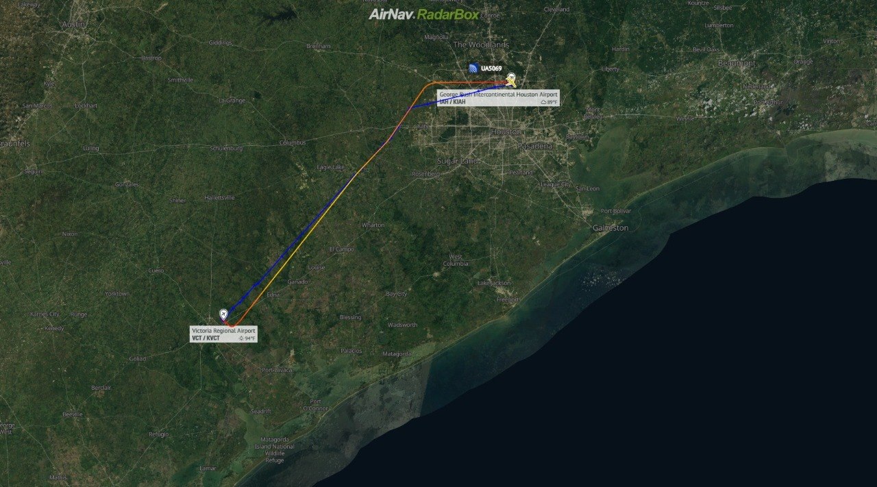 Voo da United de Victoria para Houston, no Texas