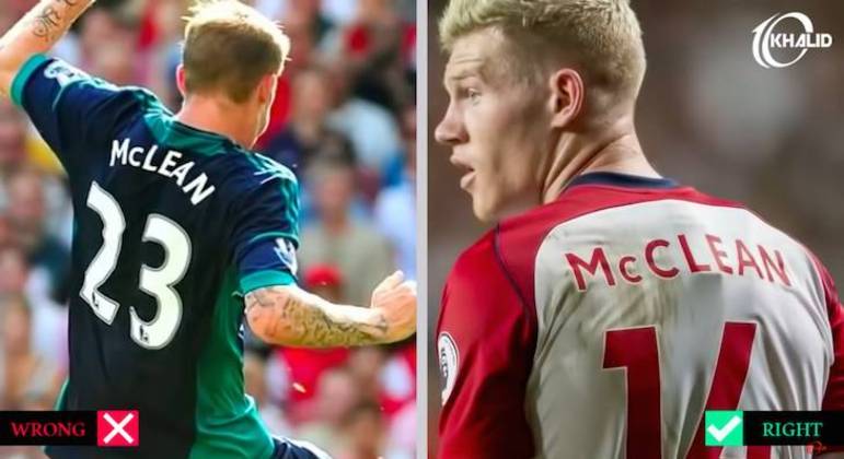 Gafes em camisas de jogadores: McClean virou McLean.