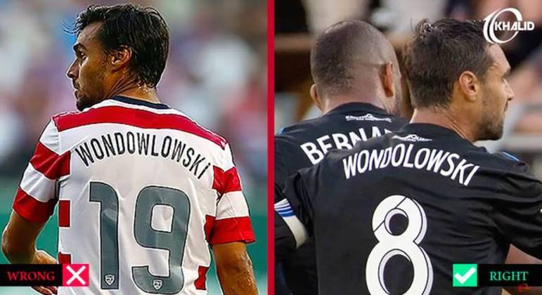 Gafes em camisas de jogadores: Wondolowski virou Wondowlowski.