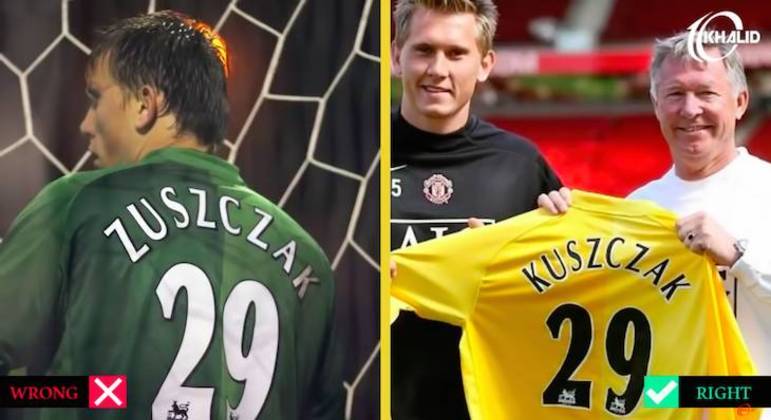 Gafes em camisas de jogadores: Kuszczak virou Zuszczak.