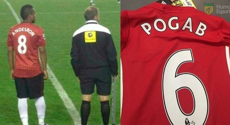 Gafes em camisas de jogadores: Anderson virou Andesron e Pogba virou Pogab.