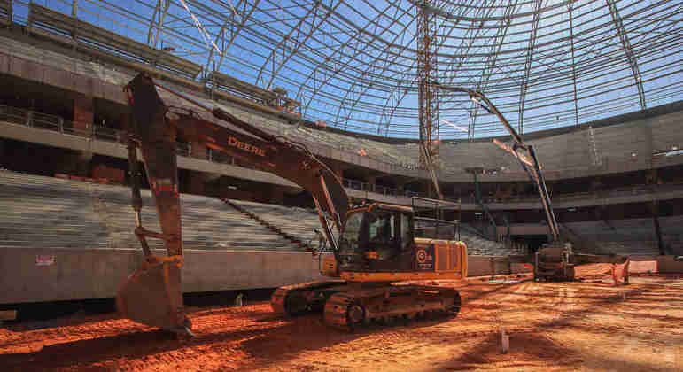 O cenário da Arena MRV, que está prestes a entrar na reta final da construção.