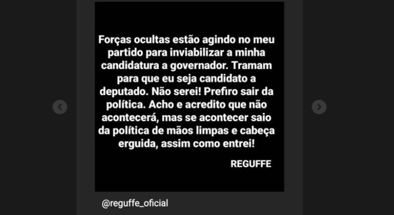 Postagem de Reguffe no Instagram