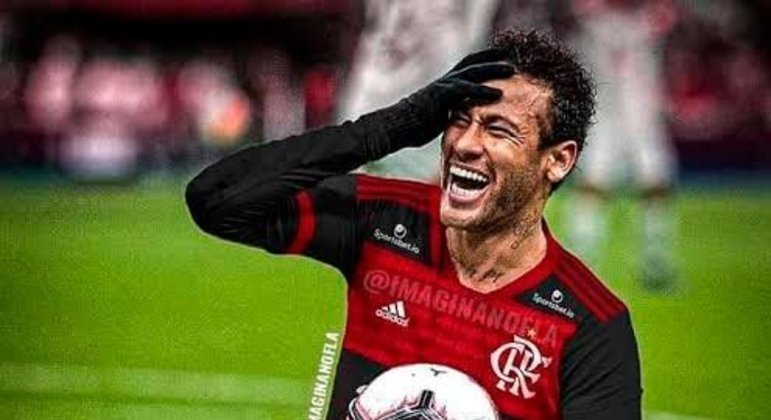 Montagens de Neymar com a camisa do Flamengo fazem sucesso entre os torcedores do clube.