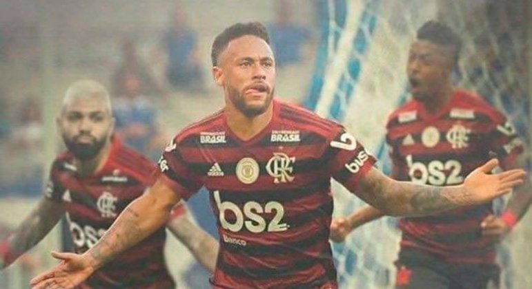 Montagens de Neymar com a camisa do Flamengo fazem sucesso entre os torcedores do clube.