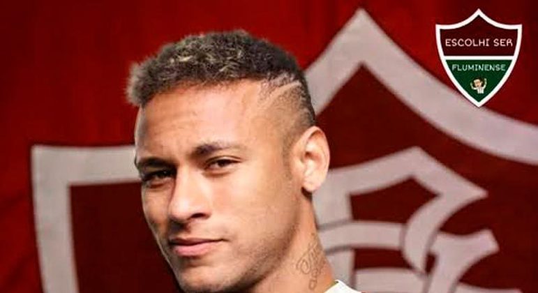 Neymar vestindo a camisa do Fluminense.