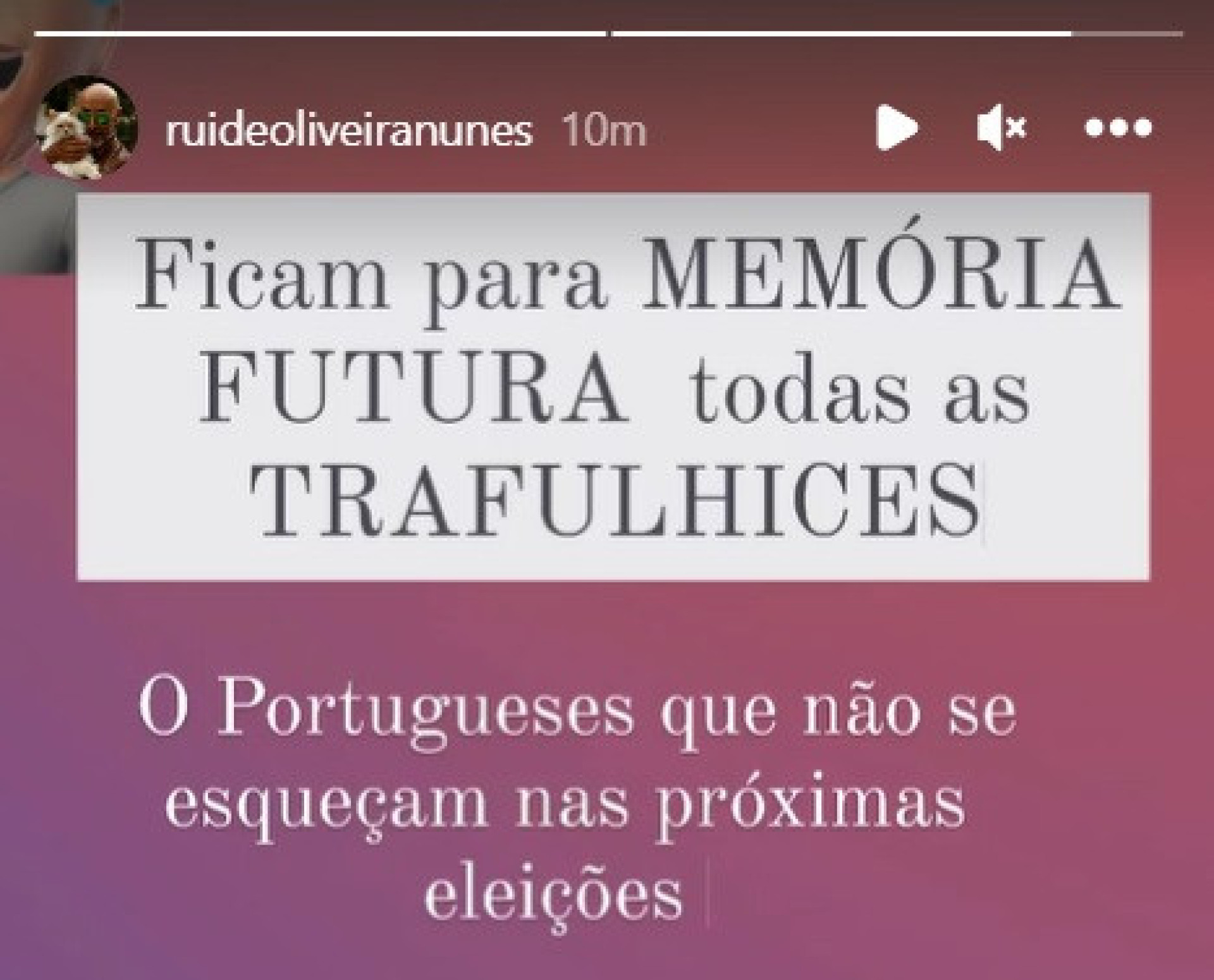 Rui Oliveira, marido de Goucha: "Ficam para memória todas as trafulhices"