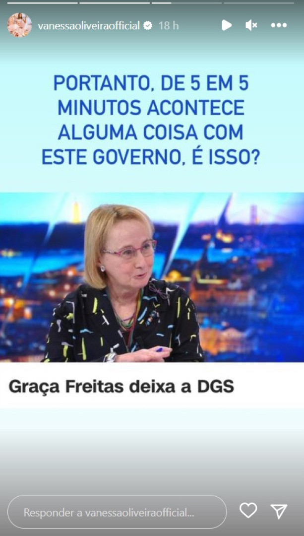 Vanessa Oliveira reage à saída de Graça Freitas da DGS