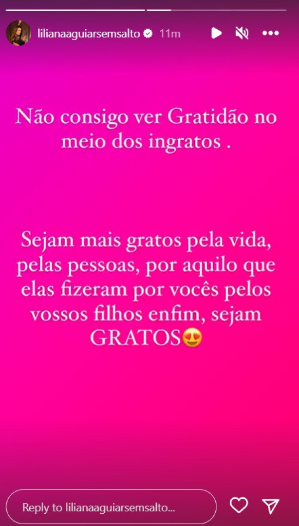 Liliana Aguiar deixa recado: "Sejam mais gratos pela vida"