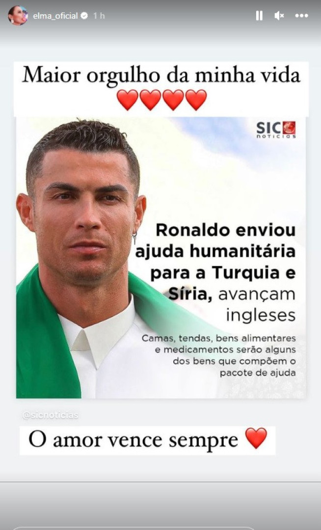 Elma Aveiro orgulhosa de gesto solidário de Cristiano Ronaldo