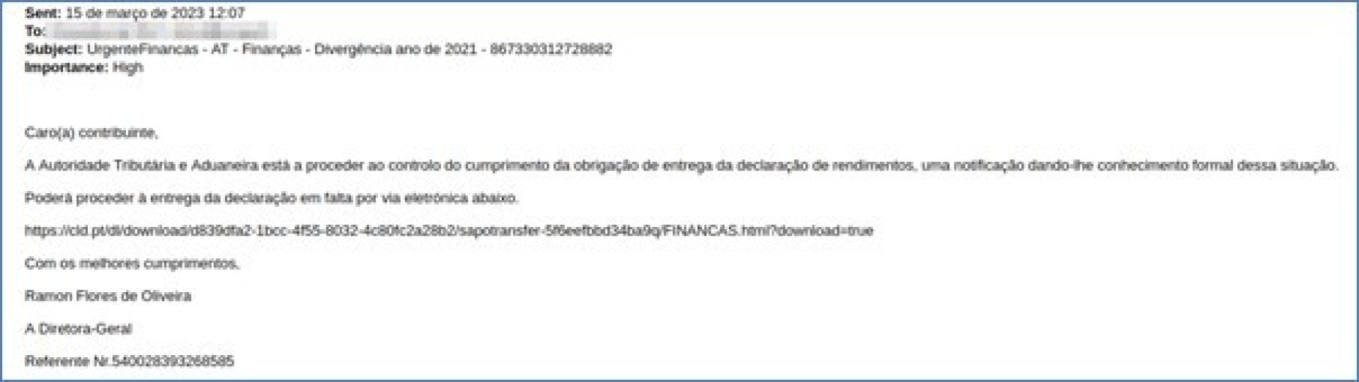 Recebeu este e-mail em nome do Fisco? "Mensagens são falsas"