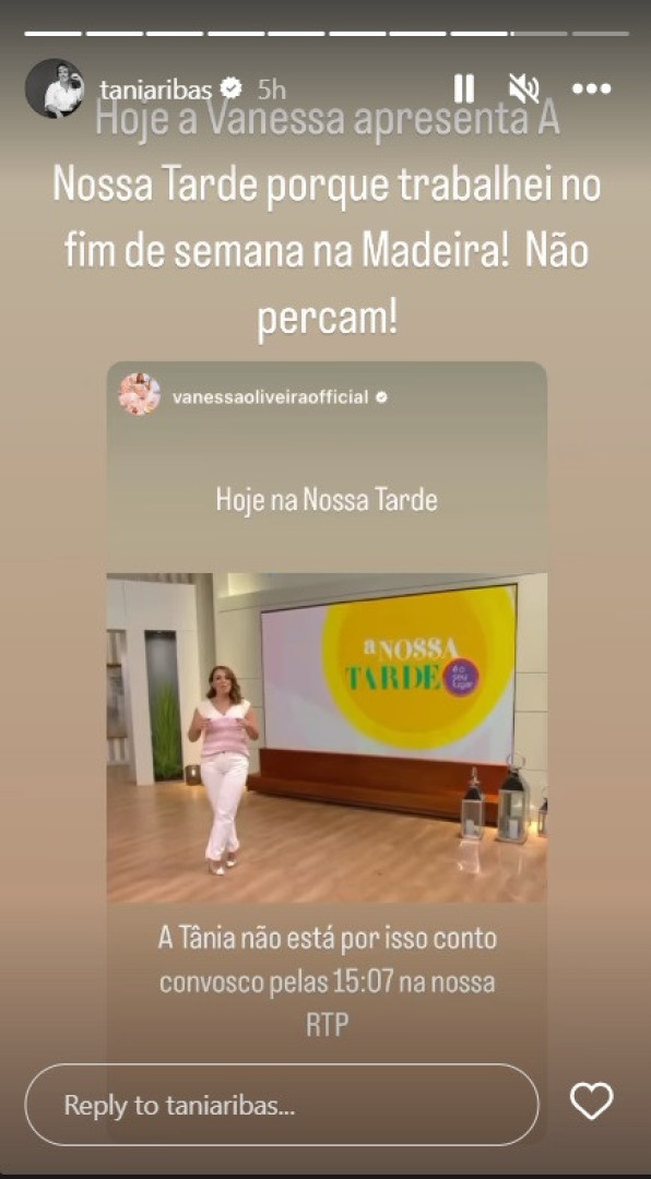 Tânia Ribas de Oliveira explica ausência de programa 'A Nossa Tarde'