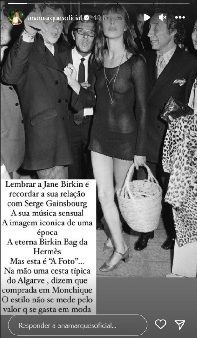 Ana Marques reage a morte de Jane Birkin e destaca foto 'marcante'