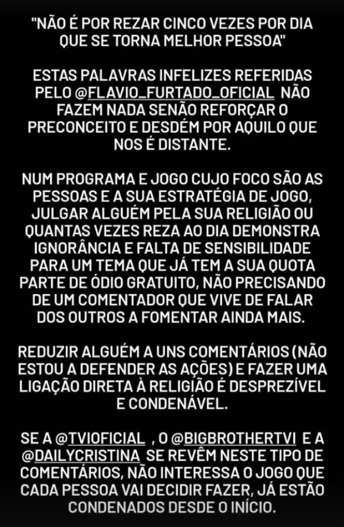 'Big Brother'. Família de Ossman critica palavras de Flávio Furtado