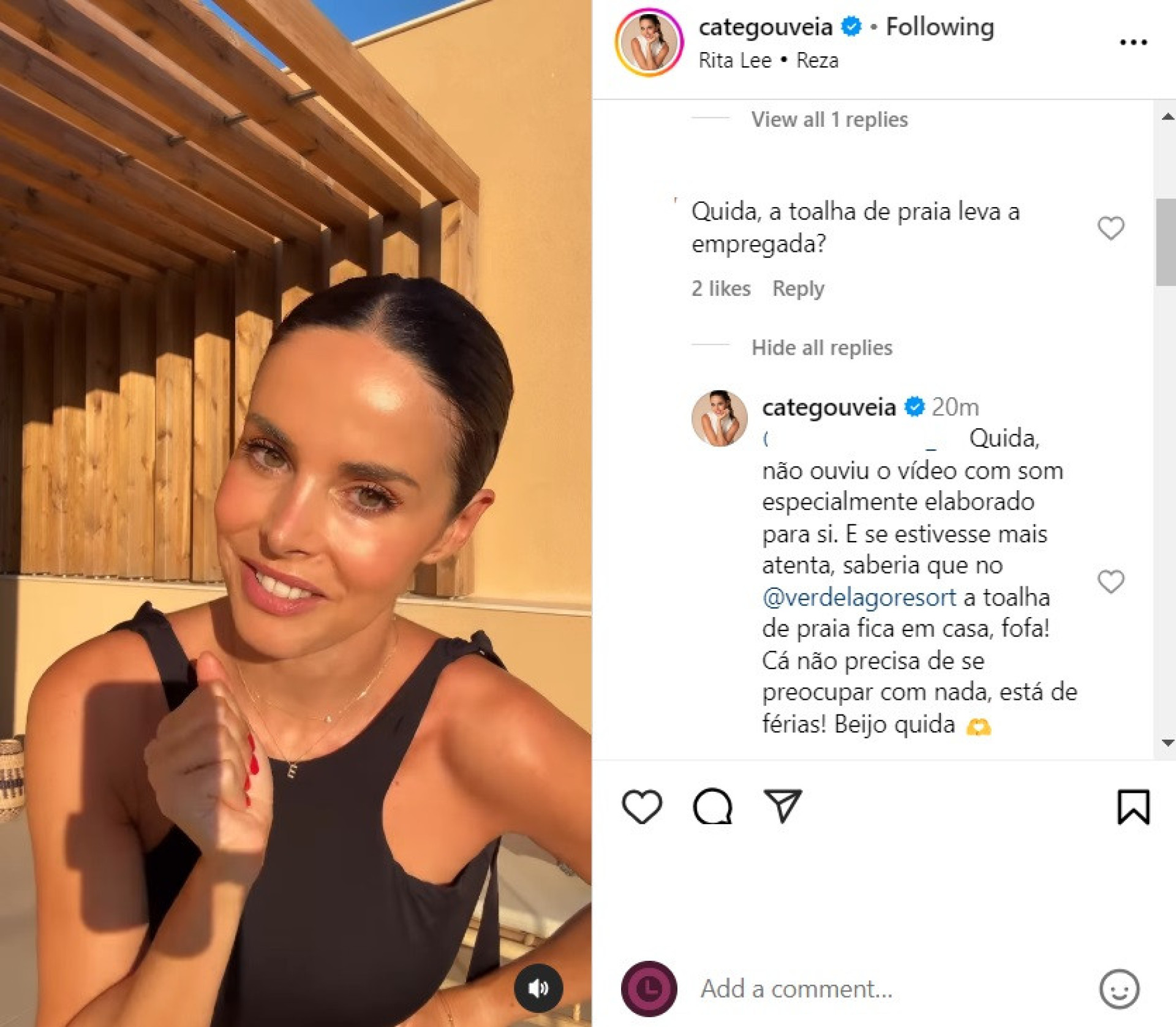 'Deus me proteja da sua inveja...'. Catarina Gouveia responde a 'hater'