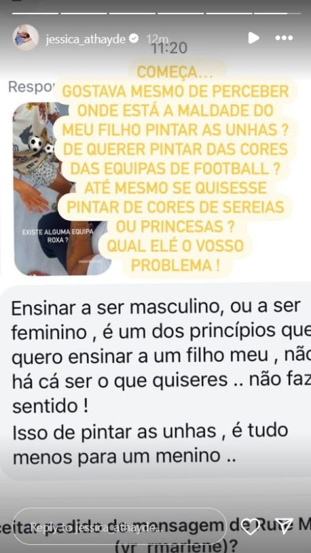 Jessica Athayde mostra filho a pintar as unhas e responde a crítica